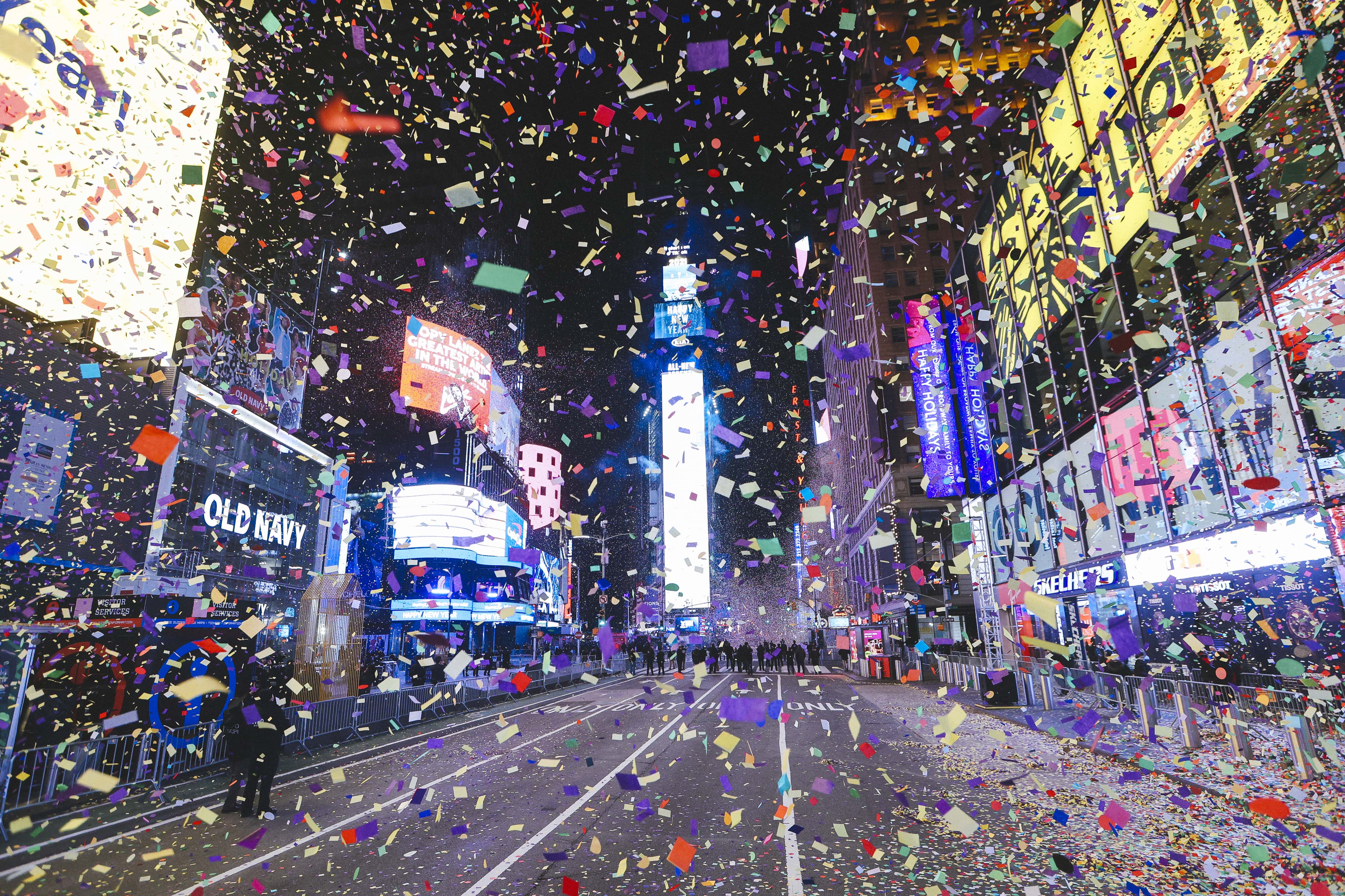 Ringing in 2021 in New York City's Times Square amid COVID-19 restrictions.