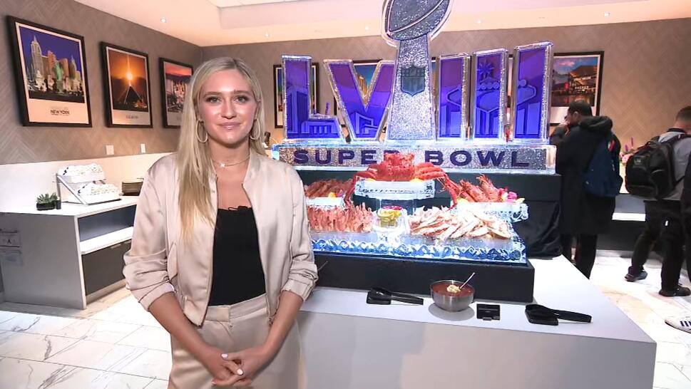 Maggie Sajak Tries Wagyu Beef at Super Bowl Stadium